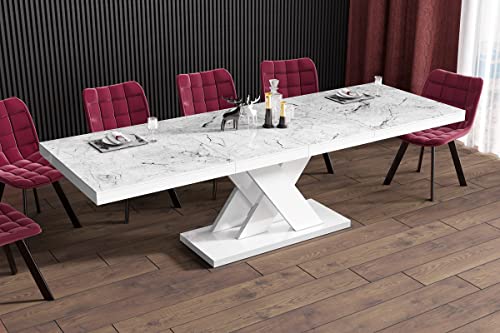 Design Esstisch HEN-111 Marmoroptik/Weiß Hochglanz ausziehbar 160 cm bis 256 cm Esszimmertisch für bis zu 10 Personen Hochglanz Funktionstisch modern vielseitig Esszimmer erweiterbar zeitlos Design Esstisch HEN-111 Marmoroptik/Weiß Hochglanz ausziehbar 160 cm bis 256 cm Esszimmertisch für bis zu 10 Personen Hochglanz Funktionstisch modern vielseitig Esszimmer erweiterbar zeitlos von designimpex