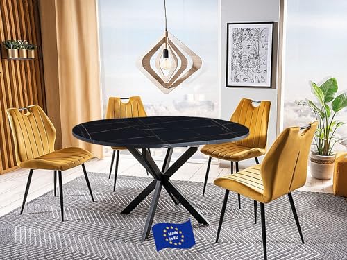 Design Esstisch rund GO-111 Marmor Schwarz/Schwarz ausziehbar 100 cm bis 135 cm runder Esszimmertisch Küchentisch rund Funktionstisch oval Kitchen Table Esszimmer Dining Table Ausziehtisch Design Esstisch rund GO-111 Marmor Schwarz/Schwarz ausziehbar 100 cm bis 135 cm runder Esszimmertisch Küchentisch rund Funktionstisch oval Kitchen Table Esszimmer Dining Table Ausziehtisch von designimpex