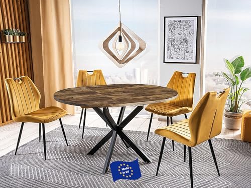 Design Esstisch rund GO-111 Nussbaum/Schwarz ausziehbar 100 cm bis 135 cm runder Esszimmertisch Küchentisch Funktionstisch oval Kitchen Table Esszimmer Dining Table Ausziehtisch von designimpex