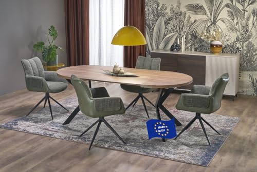 Design Esstisch rund HA-222 Nussbaum - Schwarz matt ausziehbar 100 cm / 150 cm / 200 cm bis 250 cm ovaler Esszimmertisch Küchentisch rund Funktionstisch oval Kitchen Table Esszimmer Ausziehtisch Design Esstisch rund HA-222 Nussbaum - Schwarz matt ausziehbar 100 cm / 150 cm / 200 cm bis 250 cm ovaler Esszimmertisch Küchentisch rund Funktionstisch oval Kitchen Table Esszimmer Ausziehtisch von designimpex