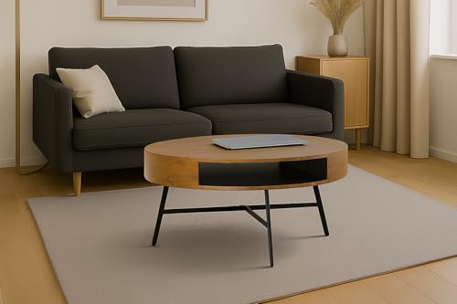 Design Couchtisch rund HCA-111 Eiche Gold - Schwarz runder Wohnzimmer Tisch Küchentisch Konsolentisch Living Room Table von designimpex