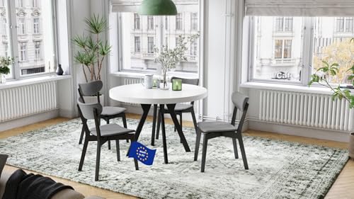 Design Esstisch rund Vito Weiß matt/Schwarz matt ausziehbar 110 cm bis 310 cm runder Esszimmertisch Küchentisch rund Funktionstisch oval Kitchen Table Esszimmer Dining Table Ausziehtisch von designimpex