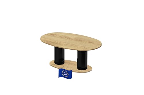 HBL-1111 Couchtisch Eiche Natur / Schwarz Hochglanz ausziehbar höhenverstellbar 130 / 170 cm Oval modern vielseitig Wohnzimmertisch Esstisch Beistelltisch Sofatisch platzsparend hochwertig Wohnzimmer HBL-1111 Couchtisch Eiche Natur / Schwarz Hochglanz ausziehbar höhenverstellbar 130 / 170 cm Oval modern vielseitig Wohnzimmertisch Esstisch Beistelltisch Sofatisch platzsparend hochwertig Wohnzimmer von designimpex