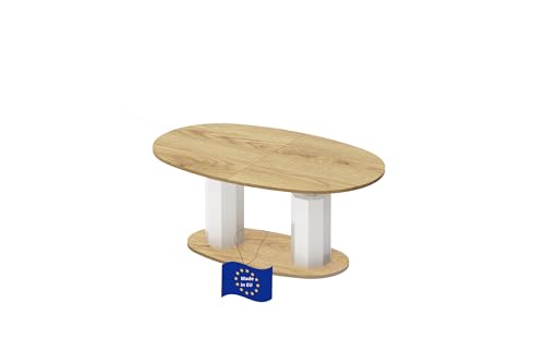 HBL-1111 Couchtisch Eiche Natur / Weiß Hochglanz ausziehbar höhenverstellbar 130 / 170 cm Oval modern vielseitig Wohnzimmertisch Esstisch Beistelltisch Sofatisch platzsparend hochwertig Wohnzimmer HBL-1111 Couchtisch Eiche Natur / Weiß Hochglanz ausziehbar höhenverstellbar 130 / 170 cm Oval modern vielseitig Wohnzimmertisch Esstisch Beistelltisch Sofatisch platzsparend hochwertig Wohnzimmer von designimpex