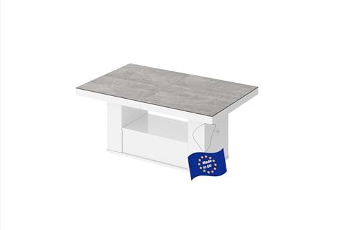 HM-111 Couchtisch Betonoptik / Weiß Hochglanz ausziehbar höhenverstellbar 120/170cm Schublade modern vielseitig Wohnzimmertisch Esstisch Beistelltisch Sofatisch platzsparend hochwertig Wohnzimmer HM-111 Couchtisch Betonoptik / Weiß Hochglanz ausziehbar höhenverstellbar 120/170cm Schublade modern vielseitig Wohnzimmertisch Esstisch Beistelltisch Sofatisch platzsparend hochwertig Wohnzimmer von designimpex