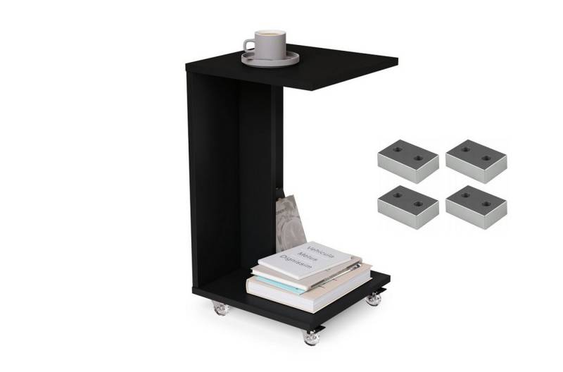 designimpex Beistelltisch Design Hugo Ecktisch Tisch Notebooktisch mit/ohne Rollen, tisch klein, ecktisch, rollbarer tisch, beistelltisch klein,homeoffice von designimpex