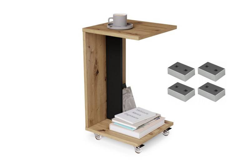 designimpex Beistelltisch Design Hugo Ecktisch Tisch Notebooktisch mit/ohne Rollen, tisch klein, ecktisch, rollbarer tisch, beistelltisch klein,homeoffice von designimpex
