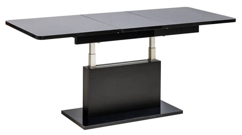 designimpex Couchtisch DC-1 Schwarz Hochglanz stufenlos höhenverstellbar ausziehbar Esstisch, Funktionstisch, Wohnzimmertisch, Tisch, Esstisch, Sofatisch von designimpex