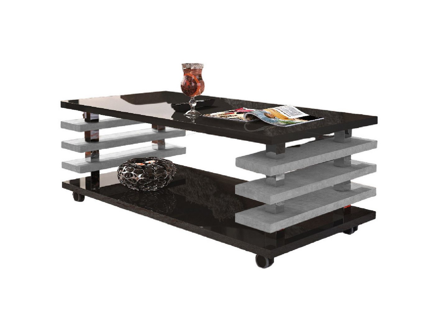 designimpex Couchtisch DC-3 Design Wohnzimmertisch Tisch mit / ohne Rollen von designimpex