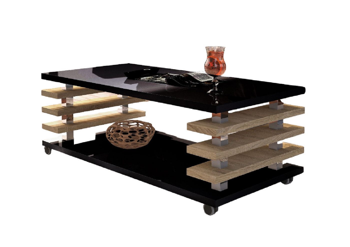 designimpex Couchtisch DC-3 Design Wohnzimmertisch Tisch mit / ohne Rollen von designimpex