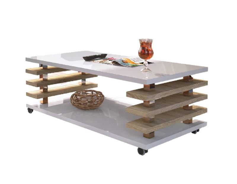 designimpex Couchtisch Design Couchtisch DC-3 Wohnzimmertisch Tisch Rollen von designimpex