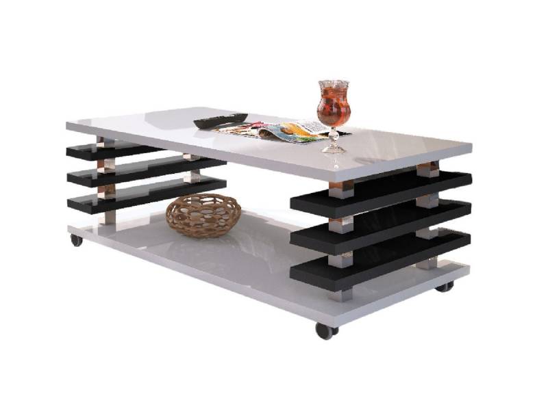 designimpex Couchtisch Design Couchtisch DC-3 Wohnzimmertisch Tisch Rollen von designimpex