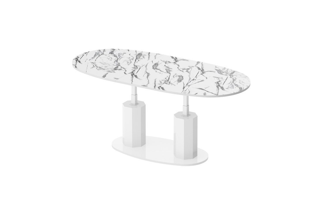 designimpex Couchtisch Design Couchtisch HBL-111 stufenlos höhenverstellbar ausziehbar oval von designimpex