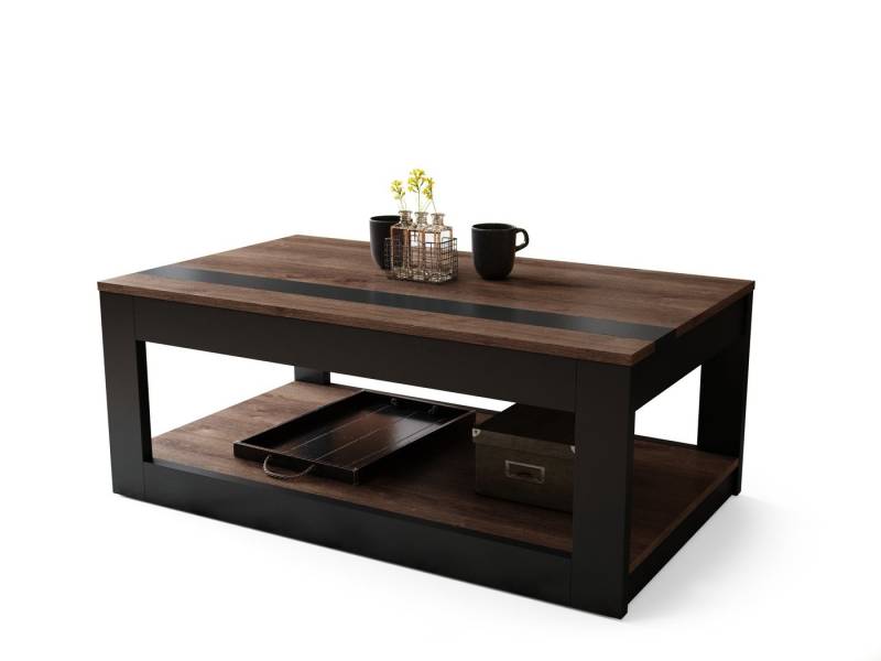 designimpex Couchtisch Design Couchtisch Lusso aufklappbar Arbeitstisch Esstisch Ablage, Funktionstisch, Wohnzimmertisch, Tisch, Esstisch, Sofatisch, Rollen von designimpex