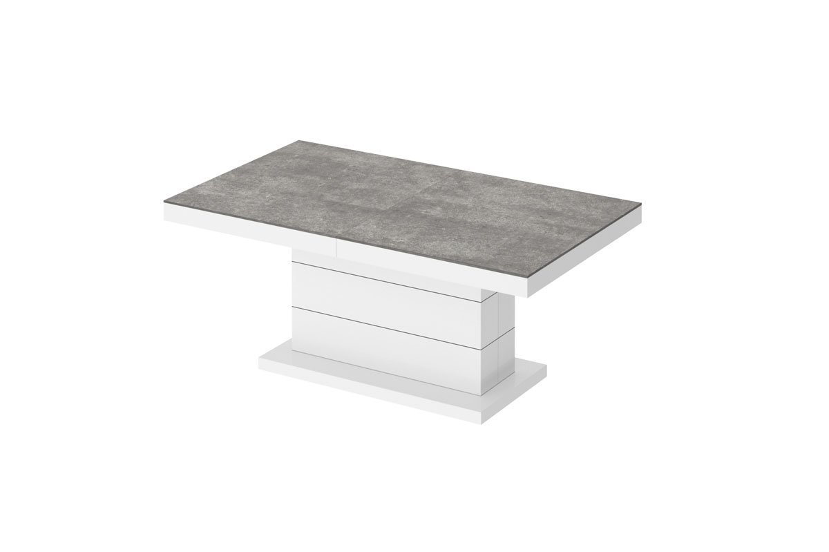 designimpex Couchtisch Design Couchtisch Matera Lux H-333 Beton - Weiß Hochglanz von designimpex