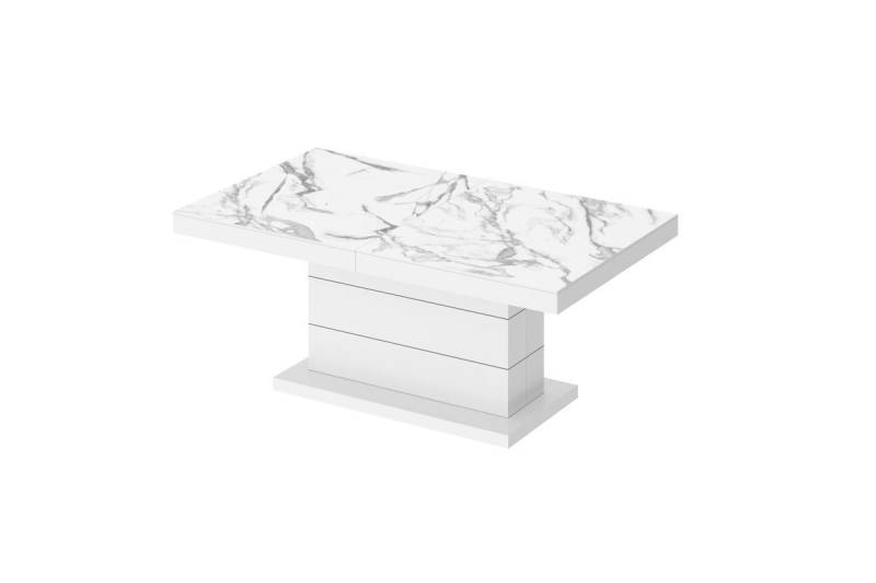 designimpex Couchtisch Design Matera Lux H-333 Marmor Natur - Weiß Hochglanz von designimpex