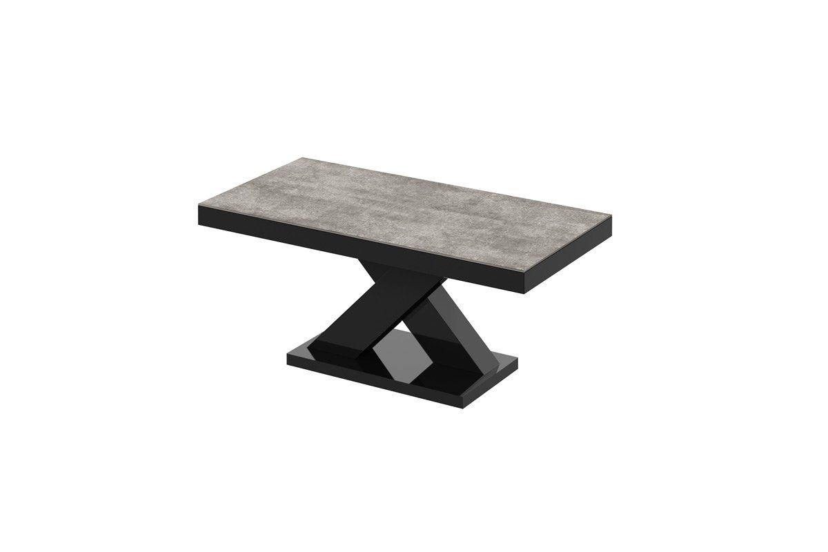 designimpex Couchtisch Design H-888 Beton - Schwarz Hochglanz Highgloss Tisch Wohnzimmertisch von designimpex
