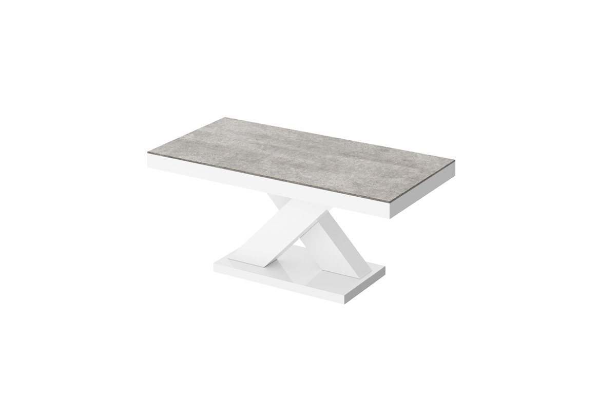 designimpex Couchtisch Design H-888 Beton - Weiß Hochglanz Highgloss Tisch Wohnzimmertisch von designimpex