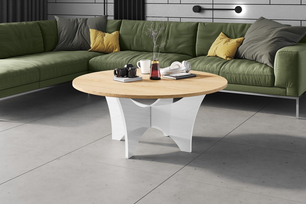 designimpex Couchtisch Design HRA-111 Hochglanz Wohnzimmertisch Rund Tisch 100 cm x 40 cm von designimpex