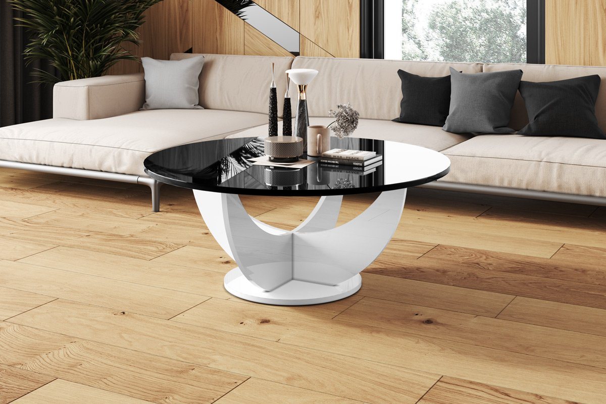 designimpex Couchtisch Design HRC-111 Hochglanz Wohnzimmertisch Rund Tisch 100 cm x 40 cm von designimpex
