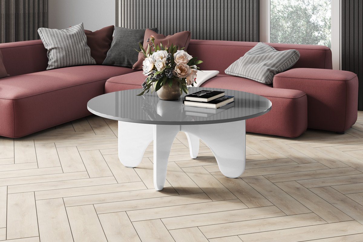 designimpex Couchtisch Design HRL-111 Hochglanz Wohnzimmertisch Rund Tisch 100 cm x 40 cm von designimpex