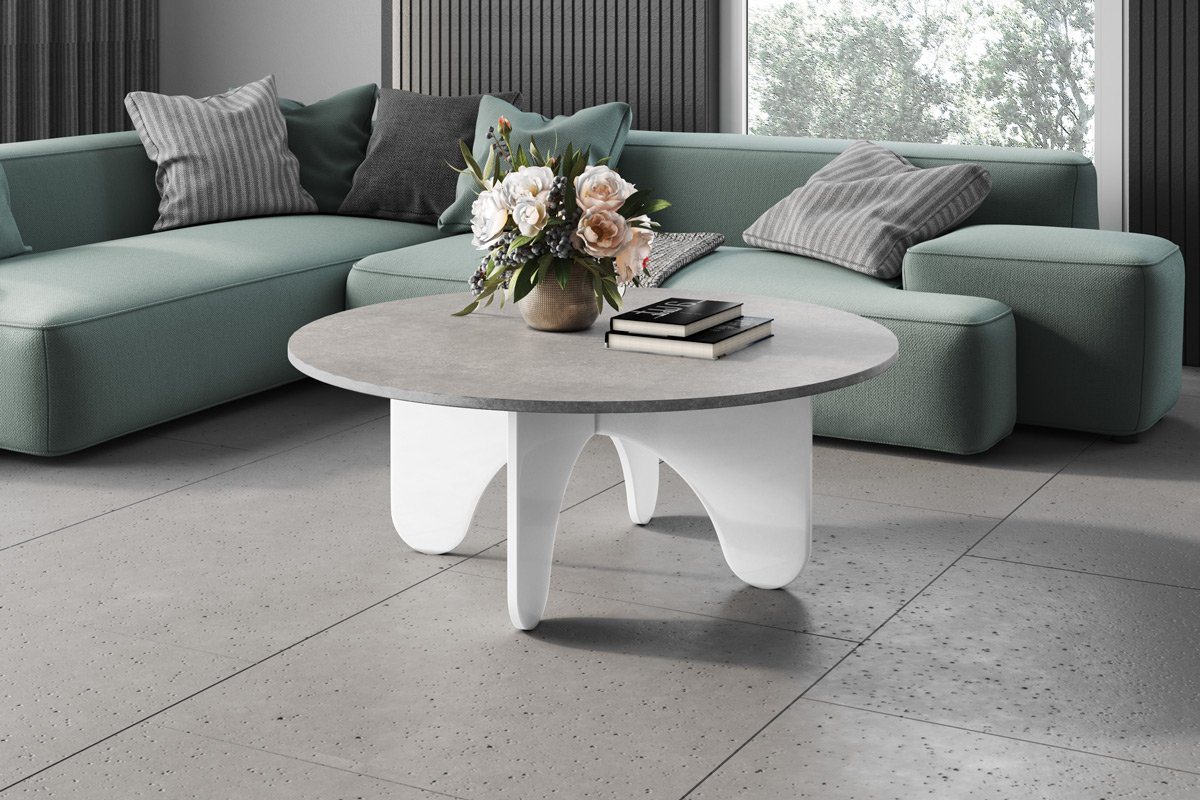 designimpex Couchtisch Design HRL-111 Hochglanz Wohnzimmertisch Rund Tisch 100 cm x 40 cm von designimpex