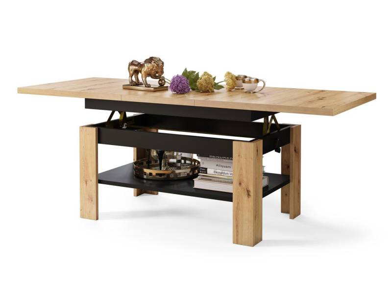 designimpex Couchtisch Design Rio stufenlos höhenverstellbar 55 - 67cm ausziehbar 130 - 170cm von designimpex