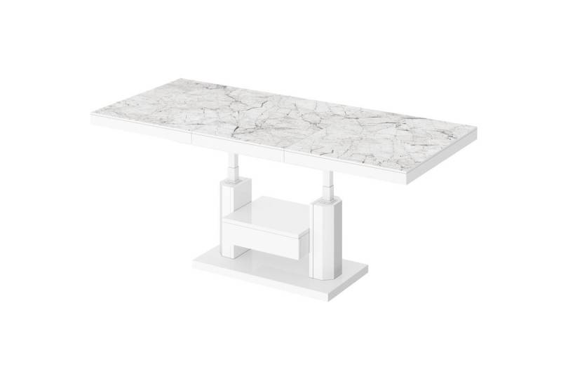 designimpex Couchtisch Design HM-120 Tisch Hochglanz stufenlos höhenverstellbar ausziehbar von designimpex