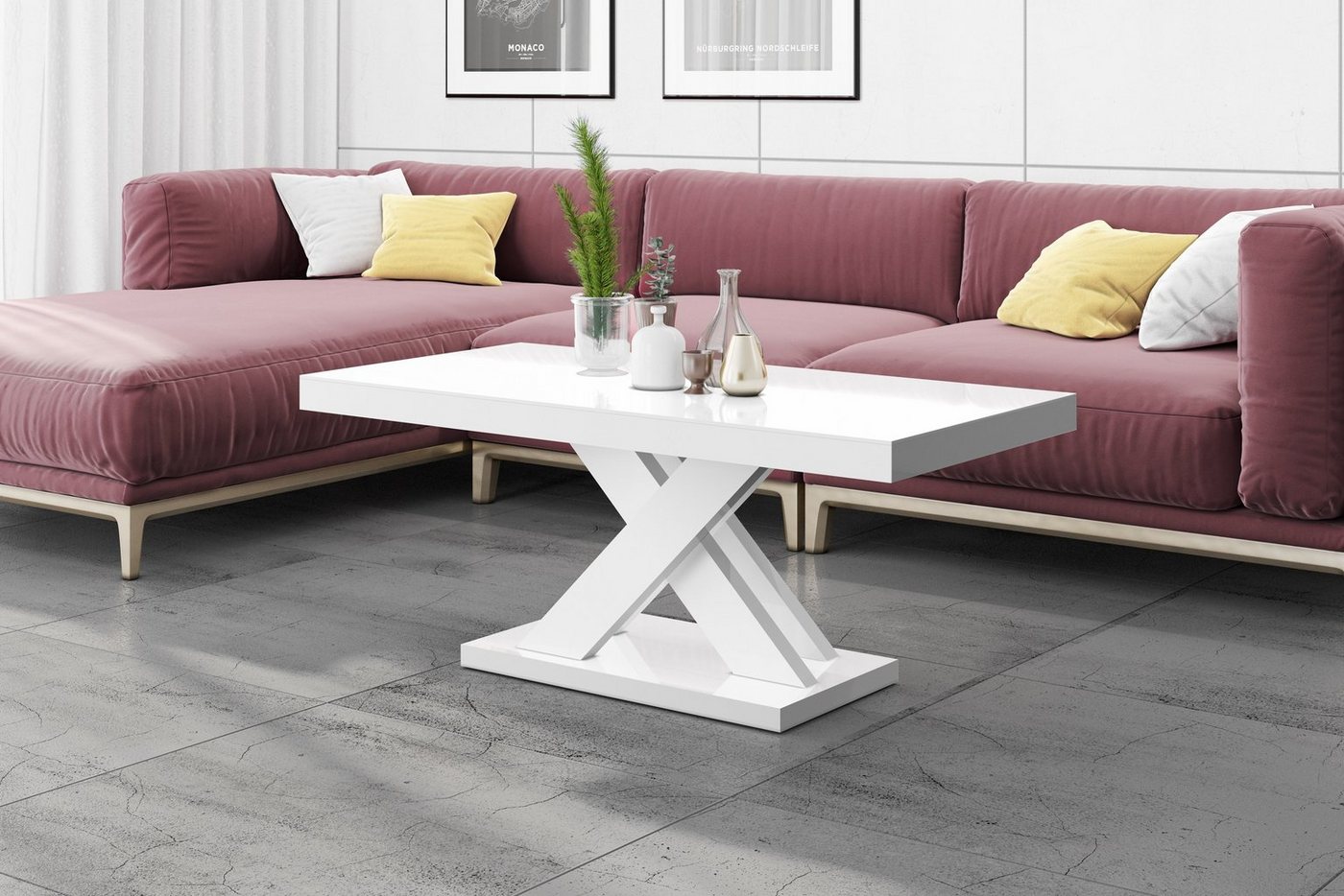 designimpex Couchtisch Design XLU-888 Weiß Hochglanz Highgloss Tisch Wohnzimmertisch von designimpex