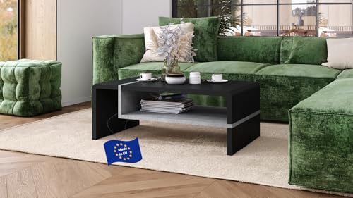 Folk Couchtisch Schwarz matt/Beton 100x60x40 cm mit praktischer extra Ablage modern stabil Wohnzimmertisch Beistelltisch Sofatisch Zeitloses Design platzsparend Wohnzimmer kleine Räume Folk Couchtisch Schwarz matt/Beton 100x60x40 cm mit praktischer extra Ablage modern stabil Wohnzimmertisch Beistelltisch Sofatisch Zeitloses Design platzsparend Wohnzimmer kleine Räume von designimpex