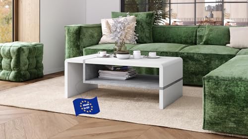 Folk Couchtisch Weiß matt/Beton 100x60x40 cm mit praktischer extra Ablage modern stabil Wohnzimmertisch Beistelltisch Sofatisch Zeitloses Design platzsparend Wohnzimmer kleine Räume Folk Couchtisch Weiß matt/Beton 100x60x40 cm mit praktischer extra Ablage modern stabil Wohnzimmertisch Beistelltisch Sofatisch Zeitloses Design platzsparend Wohnzimmer kleine Räume von designimpex