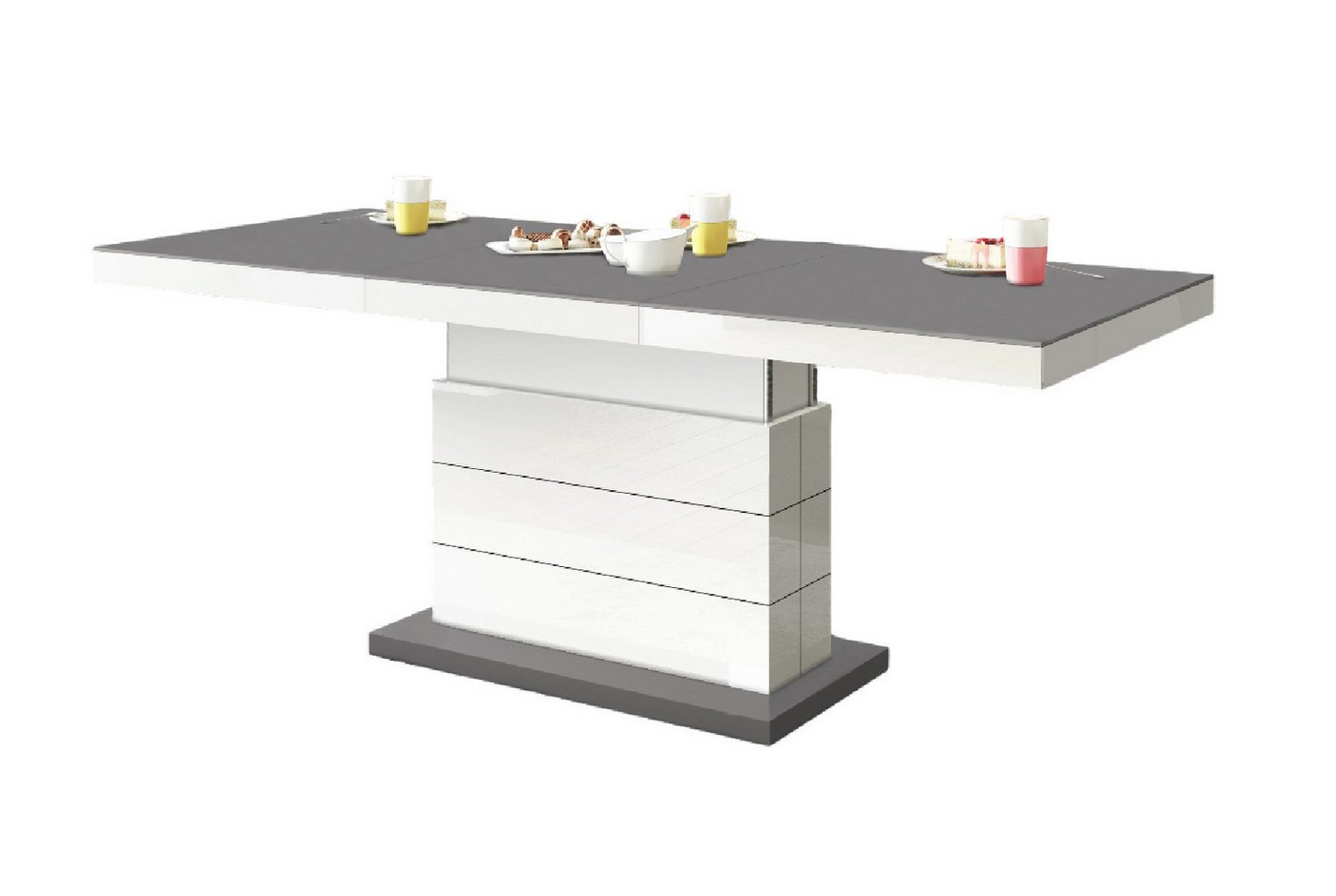 designimpex Couchtisch H-333 Grau Anthrazit MATT / Weiß HOCHGLANZ höhenverstellbar ausziehbar designimpex Couchtisch H-333 Grau Anthrazit MATT / Weiß HOCHGLANZ höhenverstellbar ausziehbar von designimpex
