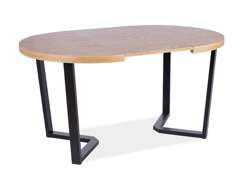 designimpex Esstisch Design GS-888 Eiche Natur - Schwarz matt rund ausziehbar oval von designimpex