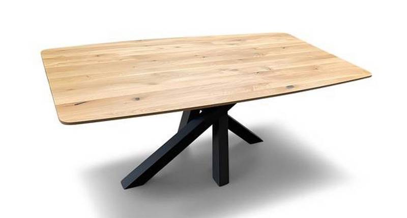 designimpex Esstisch Design MNT-1 Eiche Natur lackiert - Schwarz Massiv Echtholz von designimpex