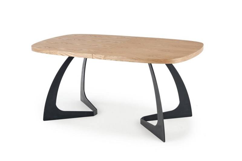 designimpex Esstisch Design HAV-111 Eiche Natur - Schwarz matt ausziehbar 160-200 von designimpex