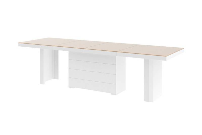 designimpex Esstisch Design HE-444 Cappuccino / Weiß Hochglanz XXL ausziehbar 160 bis 412cm von designimpex