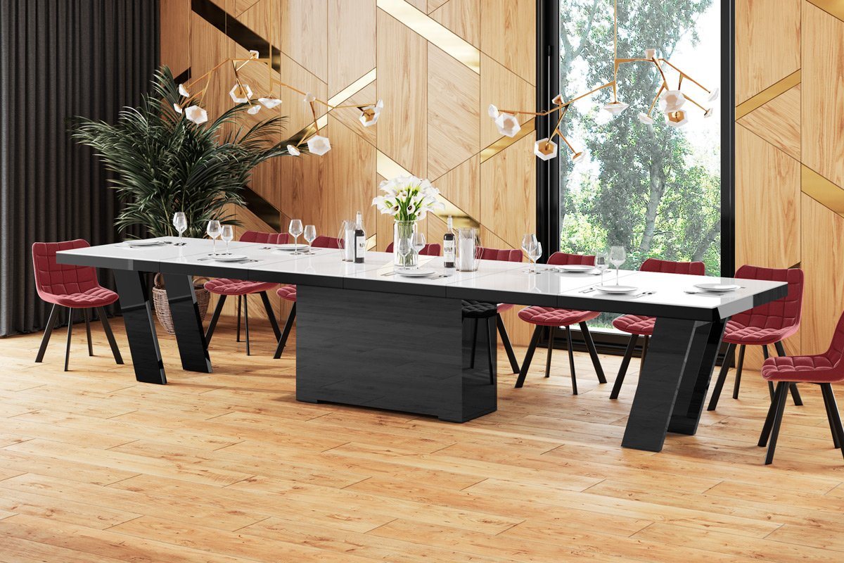 designimpex Esstisch Design Konferenztisch Tisch HEG-111 Hochglanz XXL ausziehbar 160-412cm von designimpex