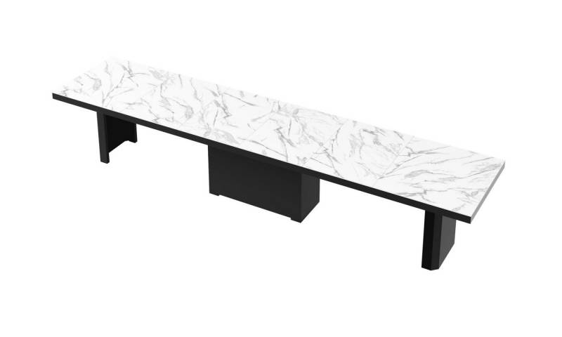 designimpex Esstisch Design Tisch HE-444 Marmor Natur - Schwarz Hochglanz XXL ausziehbar von designimpex