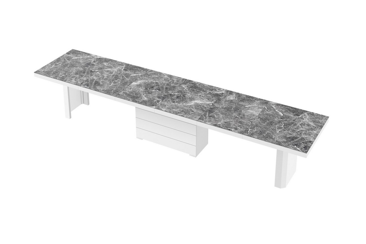 designimpex Esstisch Design Tisch HE-444 Marmor dunkel - Weiß Hochglanz XXL ausziehbar designimpex Esstisch Design Tisch HE-444 Marmor dunkel - Weiß Hochglanz XXL ausziehbar von designimpex