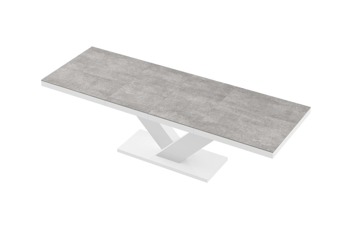 designimpex Esstisch Design Tisch HE-999 Grau Beton - Weiß Hochglanz ausziehbar 160 bis 256 von designimpex