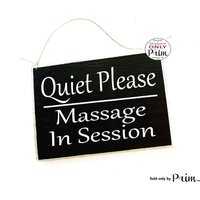 20x18 Quiet Please Massage in Session Benutzerdefiniertes Holzschild | Business Spa Office Sprich Sanft Fortschritt Shhh Stille Sanfte Stimmen von designsbyprim