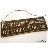 Bitte Refrain From Talking On Your Cell Phone Benutzerdefiniertes Holzschild 12 X 4 Shhh in Session Quiet Welcome Door Office Spa von designsbyprim