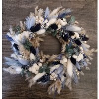 Trockenblumenkranz "Modell Debora" Blautöne Tischkranz von designverliebt