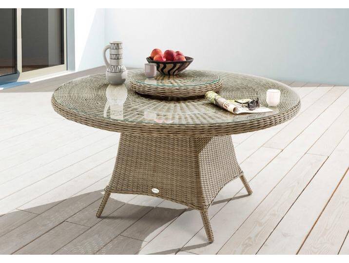 Tisch LUNA (rund, Ø150cm) Natur Meliert Mit Drehtablett von destiny-collection