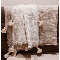 Pom Musselin Überwurf Quaste Überwurf, Oeko-Tex Zertifizierter 4-Lagiger Sofa Gaze Kuscheliger Weicher Mehrzwecküberwurf Pom Musselin Überwurf Quaste Überwurf, Oeko-Tex Zertifizierter 4-Lagiger Sofa Gaze Kuscheliger Weicher Mehrzwecküberwurf von destinyhometex