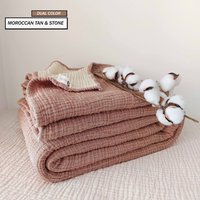 Soft King 4-Lagige Gaze-Baumwolle, Musselin Bettdecke, Oeko-Tex-Zertifizierte Tagesdecke, Decke Aus Bio-Baumwolle, Ohne Fransen von destinyhometex