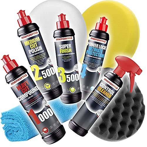 Detailmate Auto Politur Set - Menzerna Autopolitur 250ml: Super Heavy Cut 1000 + Medium Cut 2500 + Super Finish Plus 3500 + Power Lock Ultimate Prot. Wachs + 3x Menzerna Pad + Poliertuch + Handschuhe Detailmate Auto Politur Set - Menzerna Autopolitur 250ml: Super Heavy Cut 1000 + Medium Cut 2500 + Super Finish Plus 3500 + Power Lock Ultimate Prot. Wachs + 3x Menzerna Pad + Poliertuch + Handschuhe von detailmate