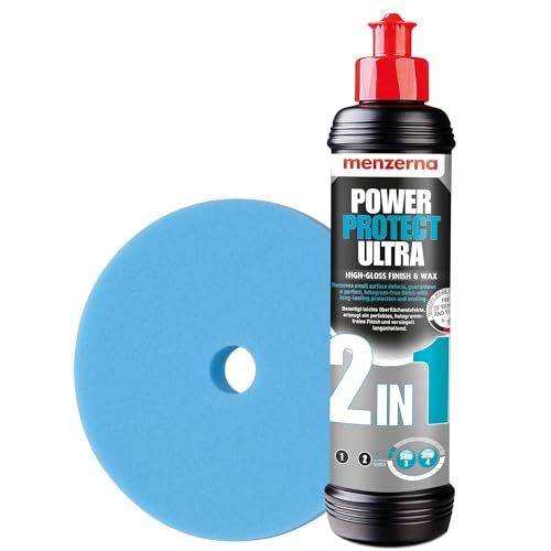 Detailmate Menzerna Autopolitur Set: Menzerna Lackversiegelung Power Protect Ultra 2 in 1, 250 ml mit passendem Polier Pad Wax Foam Pad 150 mm / 6.0" von detailmate
