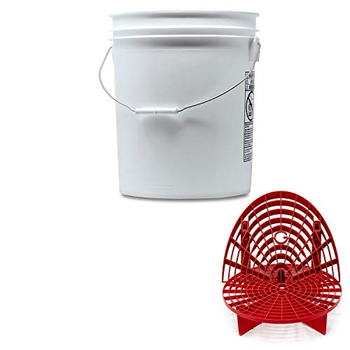 Detailmate professionelles Wasch Eimer Set: Magic Bucket Wascheimer 5 GAL (ca. 20 Liter), GritGuard Schmutz Einsatz rot, GritGuard Washboard rot von detailmate