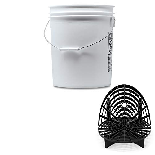 Detailmate professionelles Wasch Eimer Set: Magic Bucket Wascheimer 5 GAL (ca. 20 Liter), GritGuard Schmutz Einsatz schwarz, GritGuard Washboard schwarz von detailmate